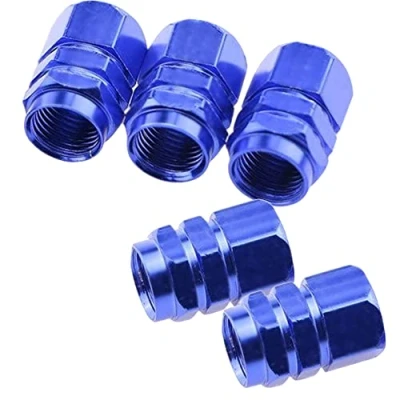 Image of Hexagon Tire Valve Dust Caps for Car, Aluminum Alloy Car Tyre Caps, Easy grip Stem Covers Replacement Cap Cars, Bike, Motorcycle and Van Pack of 5 (Blue)