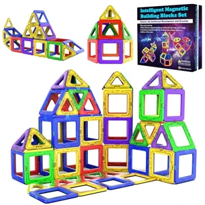 Image of Desire Deluxe Magnetic Building Blocks 40pc Construction Toys Set for Kids Game STEM Creativity Educational Magnets Toy Boys Girls Age 3 4 5 6 7 Year Old