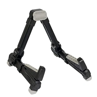 Image of CASCHA aluminium ukulele stand adjustable foldable I Holder A shape non slip rubber feet Concert black for children