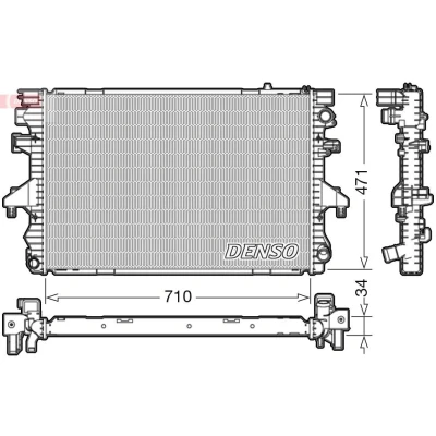 Image of 7H0121253G, 7H0121253J Engine radiator DENSO DRM32040 710mm 495mm 34mm VOLKSWAGEN: Transporter 5, 5 Bus,