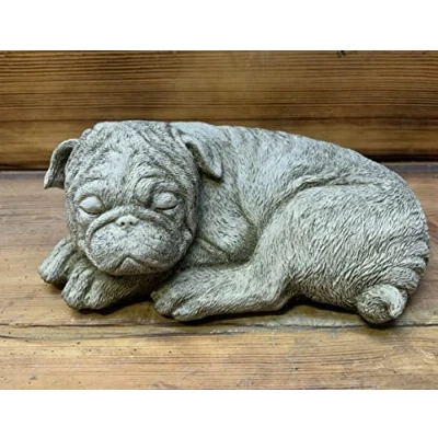 Image of STONE GARDEN CUTE LAYING SLEEPING PUG ORNAMENT STATUE