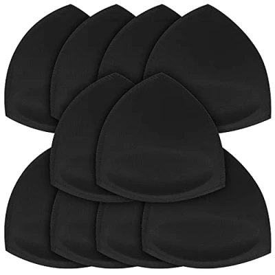 Image of SKENGWEL 5 Pairs Women&#039;s Triangle Bra Pads Inserts Removable Push Up Sports Cups Replacements for Bikini Top Swimsuit (Triangle Black B/C)