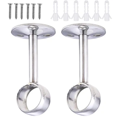 Image of Hicello 22mm Curtain Rail Brackets, Clothes Pole Bracket, Ceiling Mounted Hanging Holders, Stainless Steel Wardrobe Fittings for Bathroom Balcony Kitchen Cupboard