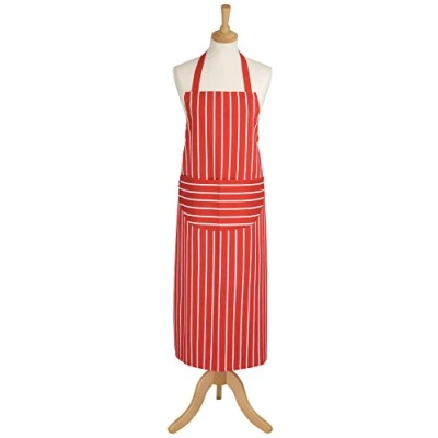 Image of Dexam Rushbrookes Classic Butchers Stripe Adult Apron Long Red