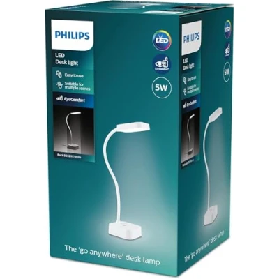 Image of PHILIPS LED Rock Desk Lamp [Cool White Light 5000K White] 5W Charge with USB. for Home Indoor, Work, Study, Reading Lighting