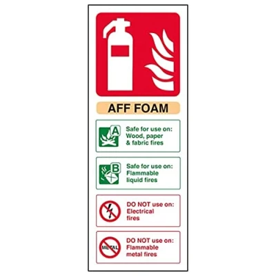 Image of V Safety Fire Extinguisher Aff Foam ID 100 x 280 mm Restickable Sign