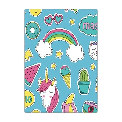 Image of Passport Holder Cover, PU Leather Travel Wallet Case Organiser for Passport, Business Cards, Credit Boarding Passes (Green Summer Fun)