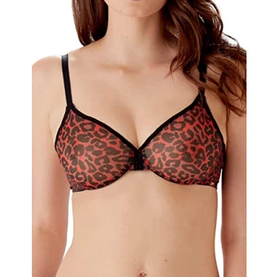 Image of Gossard Womens Glossies Sheer Plunge Bra Animal Elastane Size 30B