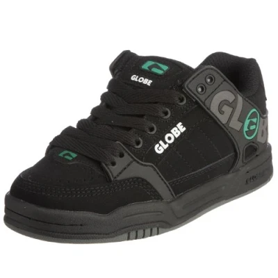 Image of Globe Youth Tilt Kids Skateboarding Shoe Black/Charcoal/Green GBKTILT 4 Child UK