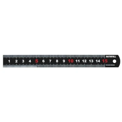 Image of Faithfull Matt Black Hardened Stainless Steel Ruler (Metric) 150mm