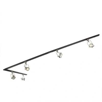 Image of Qazqa Rail System with 5 Spots 1 Phase Black Steel I Nickel Matt Satin Suplux Modern Suitable for LED GU10 Way Light Surface Mounted spotway Bedroom