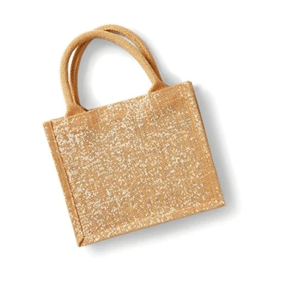 Image of Westford Mill Shimmer Jute Mini Gift Bag One Size Natural Gold
