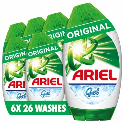 Image of Ariel Washing Liquid Laundry Detergent Gel, 156 Washes (6 x 858 ml), Original, Brrrilliant Stain &amp; Odour Removal From As Low 15˚C
