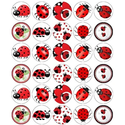 Image of 30 Ladybugs Insects Bugs Cupcake Toppers Edible Wafer Paper Fairy Cake Birthday Cakes