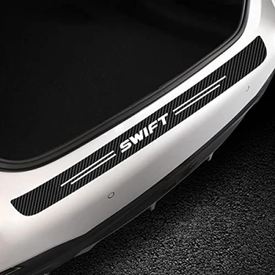Image of 1PCS Car Rear Bumper Protector for Suz uki Swift, Carbon Fiber Anti Scratch Tailgate Trim Strip Trunk Door Sill Guard Plate Sticker Styling Accessories,Black