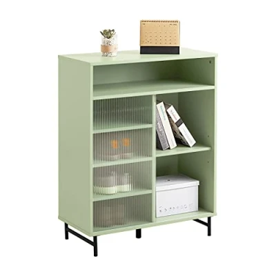 Image of SoBuy FSB61 GR, Sideboard with Glass Sliding Door, Hallway Shoe Cabinet Kitchen Dining Room Living Storage Cupboard Sideboard, Green