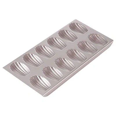 Image of CHEFMADE Madeleine Mold Cake Pan, 12 Cavity Non Stick Oval Shell Madeline Bakeware for Oven Baking (Champagne Gold)