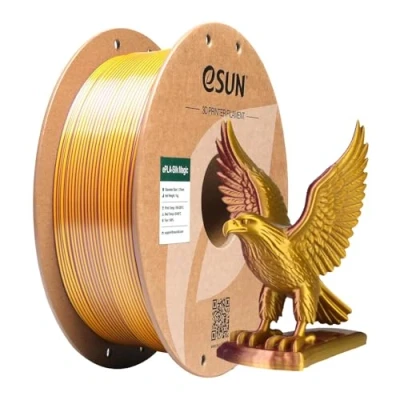 Image of eSUN Silk Dual Color PLA Filament 1.75mm, Co Extrusion Magic 3D Printing Filament, Gradient Changing 1KG Spool (2.2 LBS) for Printers, Purple Gold
