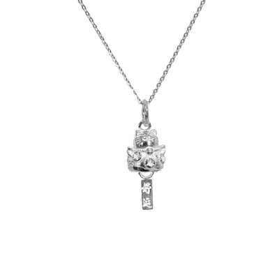 Image of Sterling Silver Maneki Neko Lucky Cat Pendant Necklace