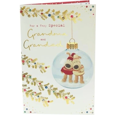 Image of Boofle Special Grandma &amp; Grandad Foiled Christmas Greeting Card Cute Xmas Cards