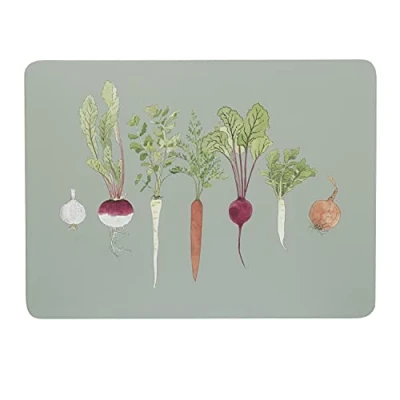 Image of Sophie Allport Home Grown Placemats, Set of 4, Heat Resistant, Cork Backed, Protect Furniture, Stylish Print