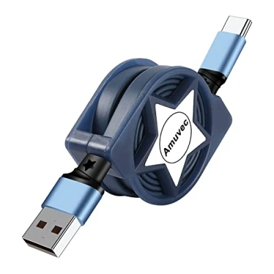 Image of Amuvec USB Type C Cable, Retractable 3.0 Power Data Fast Charging for Samsung Galaxy S22 S21 S20 A12 S10 S9 Note 20 10 9 A3, Huawei P40 P30, Pixel, Xiaomi, Sony, Moto, LG, PS5 1M