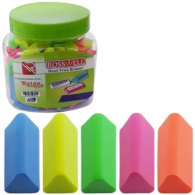 Image of ZOFAX Rosswell Novelty Coloured Pencil Mini Erasers, Pack of 100, Multi Pack, Triangular Rubber School Home Office Classroom Teacher Supplies