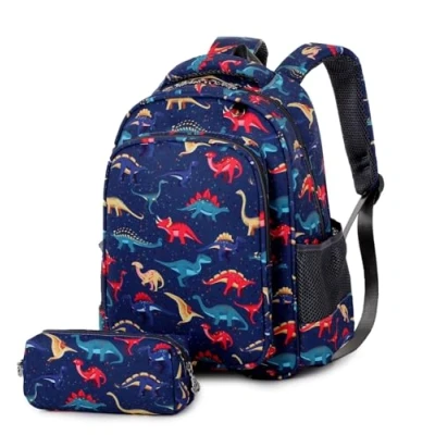 Image of LOVEVO School Backpack for Boys &amp; Girls, Lightweight, Durable Water Resistant Travel Sports Dinosaurs Kids, 35x25x10cm (Dinosaurs)