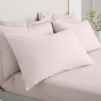 Image of Bianca 200 Thread Count Cotton Percale Standard Pillowcase Pair Blush