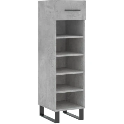 Image of vidaXL Shoe Cabinet with Drawer and Compartment Stylish Storage Solution Iron Feet Concrete Grey Engineered Wood