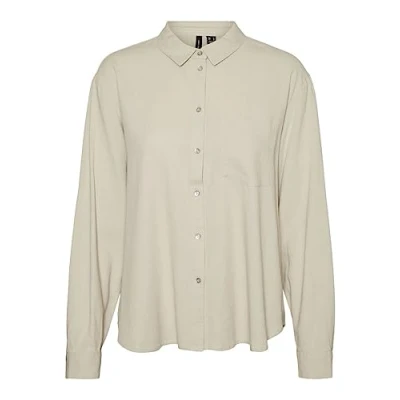 Image of VERO MODA Women&#039;s Vmjesmilo LS Shirt WVN Ga Noos Blouse, Silver Lining, XS