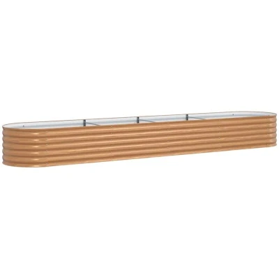 Image of vidaXL Raised Garden Bed Brown with Wood Look 400x80x44 cm Steel