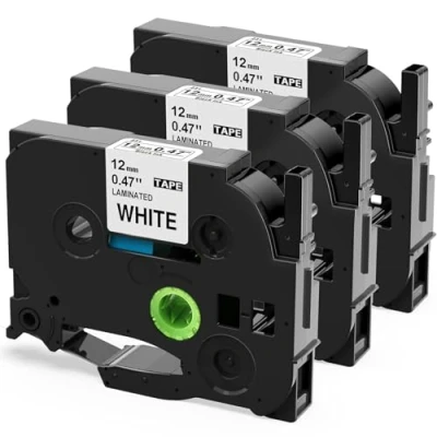 Image of Upwinning Compatible Tze 231 Brother Label Tape 12mm for Printer, Replace P Touch 0.47 Laminated, 1000 H100R H110 H108 H101C H200 E110, 3 Pack