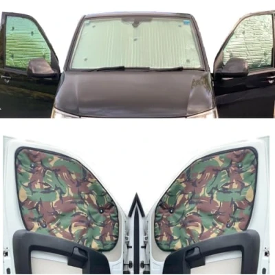 Image of Thermal Blinds Compatible With Renault Trafic (Years 2000 2014) (Front Set) Backing Colour in Camo, Reversible