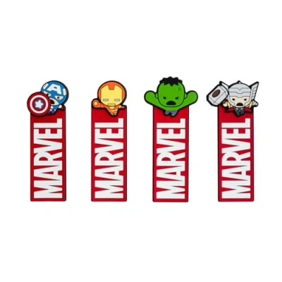 Image of Grupo Erik Marvel Set of 4 Bookmarks Avengers Assemble Hulk, Iron Man, Thor, Captain America Merchandise Gifts Book for Lovers