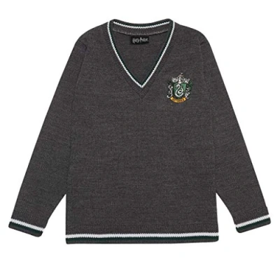 Image of Harry Potter Slytherin House Knitted Jumper, Kids, 5 13 Years, Charcoal, Official Merchandise