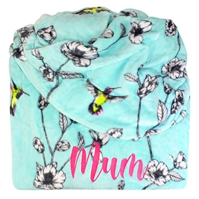 Image of TeddyTs Personalised Floral Hummingbird Super Soft Fleece Throw Blanket