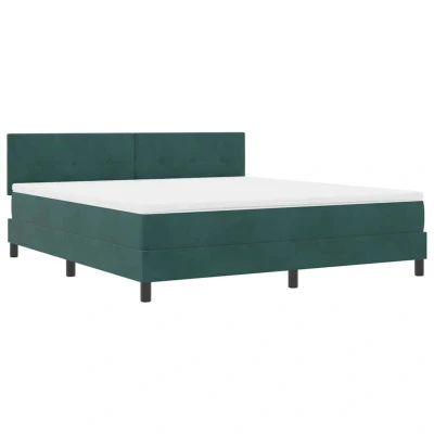 Image of Box Spring Bed with Mattress &amp; led Dark Green 180x200 cm Velvet Vidaxl
