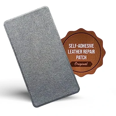 Image of MastaPlasta Self Adhesive Premium Leather Repair Patch Silver 20cm x 10cm (8in 4in).Instant Upholstery Quality for Sofas, Car Interiors, Bags, Jackets, Vinyl &amp; More