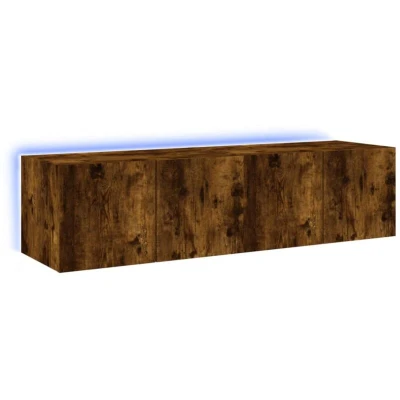 Image of vidaXL TV Wall Cabinets with LED Lights 2 pcs Smoked Oak 60x35x31 cm