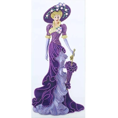 Image of DairyDing 5D Diamond Art Painting Kits Dress Lady Full Round Drill Elegant Gem Craft for Home Wall Decor Gift Adults and Kids 12 x 24 inch (Dark Purple), Clear,Purple