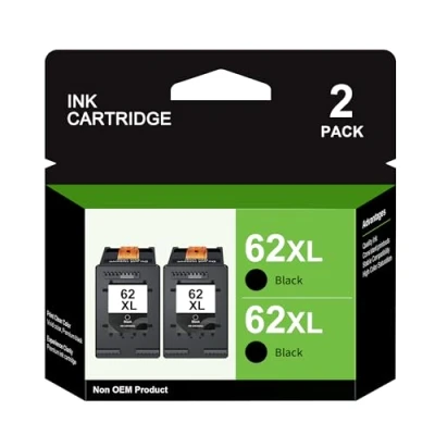 Image of 62XL Ink Cartridges Black Replacement for HP 62 62XLBlack Printer XL OfficeJet 200 250 5742 5740 Envy 7640 5540 5640 5646 Scanner Copier Printers