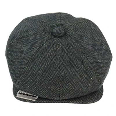 Image of TruClothing Mens Tweed Newsboy Cap Blinder Baker Boy Razor Flat Grandad Hat 8 Panel Olive XL