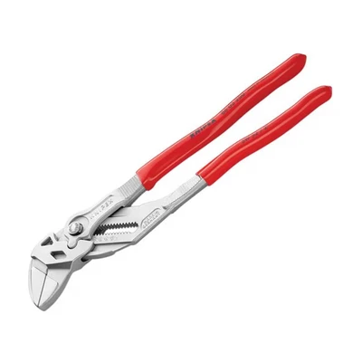 Image of Knipex pliers wrench and a in single tool chrome plated, plastic coated 250 mm (self service card/blister) 86 03 SB