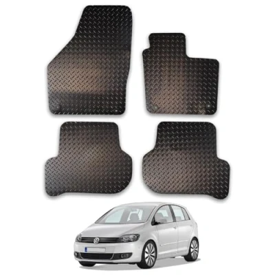 Image of 5mm Rubber Car Mats Compatible With VW Golf Plus (2010 2014) Tailored Fit Floor Set Accessory Custom Anti Slip Backing Heavy Duty Waterproof Easy Clean Durable All Weather Full Coverage