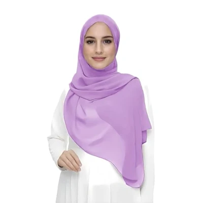 Image of Premium Chiffon Hijab Head Scarf Shawl Wrap for Muslim Women Lightweight (Lavender)