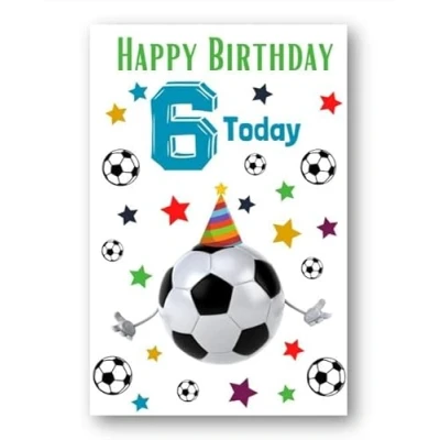 Image of Second Ave 6th Birthday Age 6 Football Children&#039;s Kids Happy Card Greetings