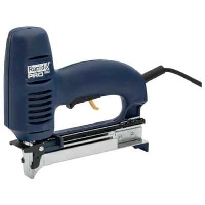 Image of Rapid Electric Staple Gun PRO R553 For No. 53 Staples and 8 Brads, Stapler Brad Nailer with Adjustable Impact Setting Removable Front Plate, Textiles, Carpets Leather (10642901)