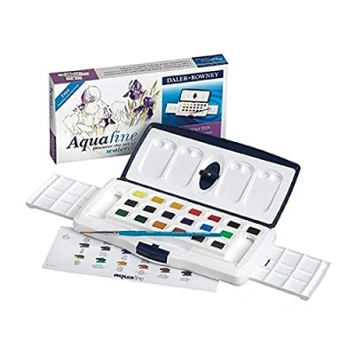 Image of Daler Rowney Aquafine 20 Half Pan Slider Set, Vibrant Watercolour Colours, Professional Artists