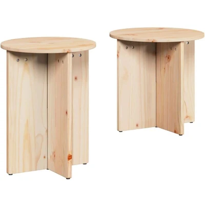 Image of Coffee Table 2 pcs Natural Solid pine wood Vidaxl